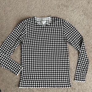 J. Crew Black and White Houndstooth Teddie Sweater